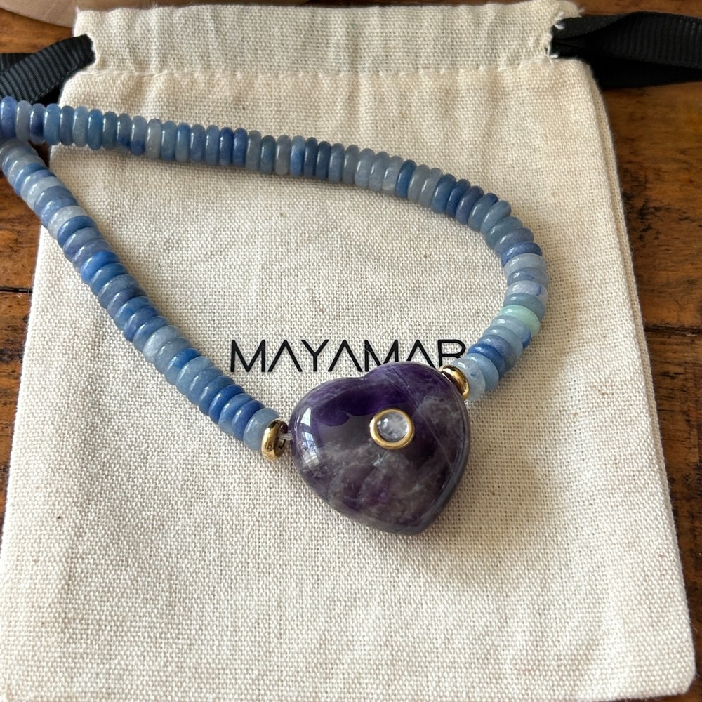 Mayamar‎ luxurious Opal Heart beaded necklace retail $278